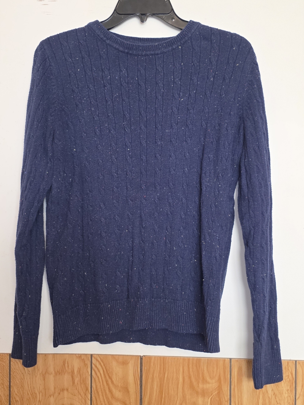 Kim Rogers Navy Flecked Cable Crewneck Sweater